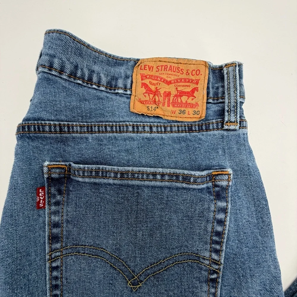 Levi’s Jeans Men’s 36x30 Blue Denim 514 Straight Fit Cotton Blend READ